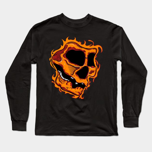 Fire skull head Long Sleeve T-Shirt by happymonday